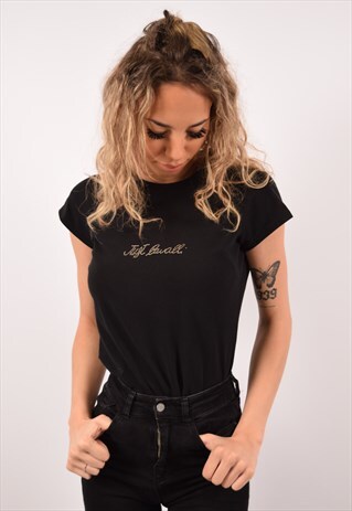 VINTAGE JUST CAVALLI T-SHIRT TOP BLACK