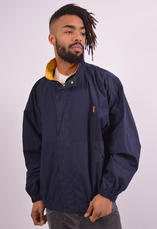CHAPS RALPH LAUREN MENS VINTAGE RAIN JACKET XL NAVY BLUE 90S