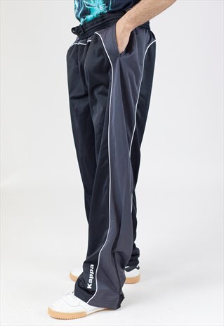 VINTAGE 90S KAPPA BLACK TRACKSUIT BOTTOMS