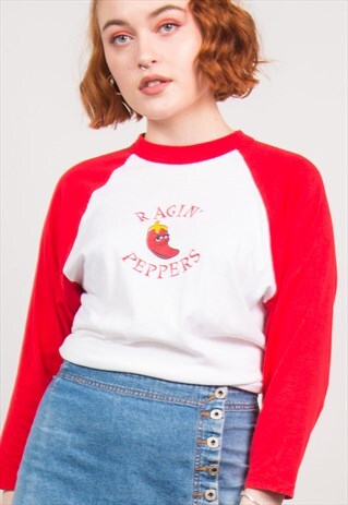 VINTAGE 90'S PEPPER PRINT BASEBALL T-SHIRT