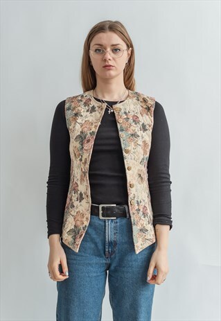VINTAGE 90S PATTERNED GOBELAIN GILET