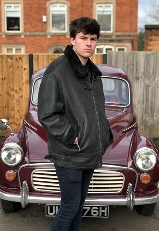 VINTAGE BLACK LEATHER FLIGHT JACKET