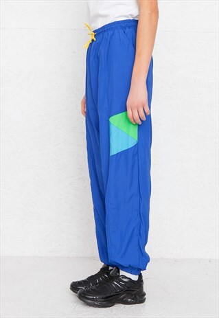 VINTAGE RETRO BLUE TRACK BOTTOMS JOGGERS