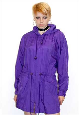 VINTAGE 90S HIPSTER WATERPROOF SHELL JACKET PURPLE PARKA