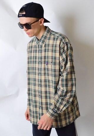 VINTAGE 90S BEIGE CHECK SCANIA LONG SLEEVE SHIRT