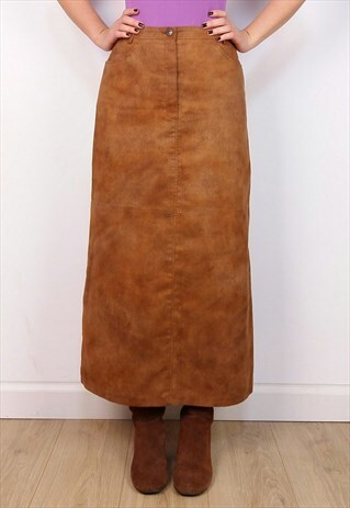 VINTAGE 70'S MINIMALIST FAUX SUEDE HIGH WAIST SKIRT