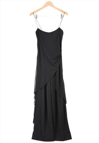 BEYOND RETRO VINTAGE FLARED LEG BLACK CLASSIC JUMPSUIT - S