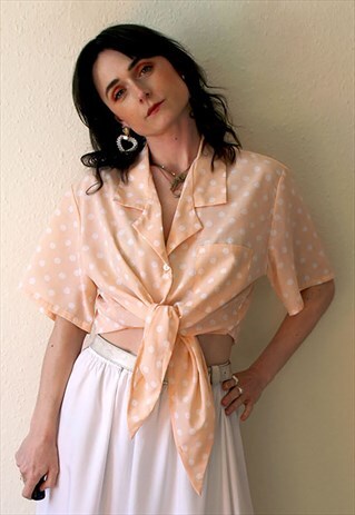 PINK POLKA DOT SUMMER TIE BLOUSE