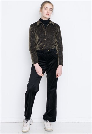 VINTAGE BLACK WIDE LEG RETRO TROUSERS
