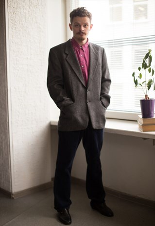 VINTAGE 80'S GREY WOOL BALZER