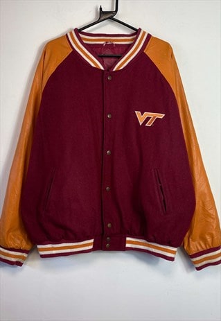 VINTAGE BARRYS VIRGINIA TECH LEATHER WOOL VARSITY JACKET XL