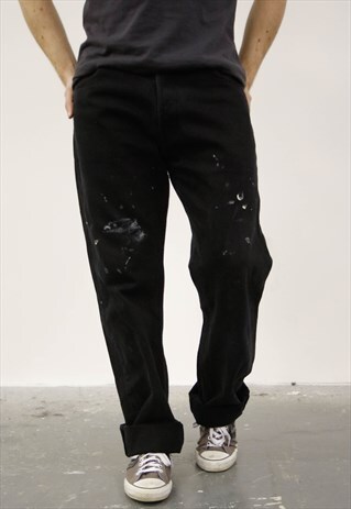 VINTAGE BLACK LEVI'S 501 PAINT JEANS