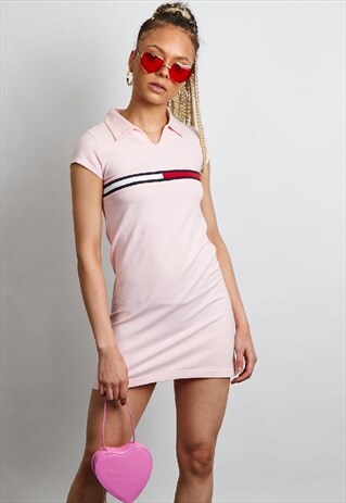 VINTAGE 90'S TOMMY HILFIGER PINK POLO MINI DRESS