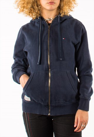 VINTAGE NAVY TOMMY HILFIGER FULL ZIP HOODIE