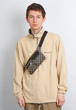 VINTAGE 90'S CHAMPION BEIGE THREE QUARTER ZIP SWEATER