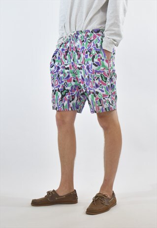 VINTAGE 90S ABSTRACT PATTERNED SWIM SHORTS