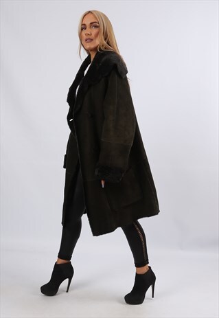 VINTAGE FAUX SUEDE 'SHEEPSKIN STYLE' COAT MID 14 - 16 (DJCC)