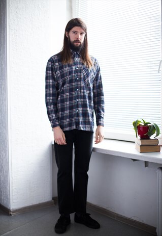 VINTAGE 90'S CHECKED FLANNEL LONG SLEEVED SHIRT