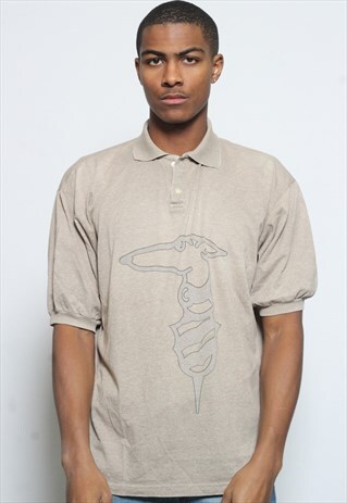VINTAGE TRUSSARDI BIG LOGO POLO T-SHIRT BROWN