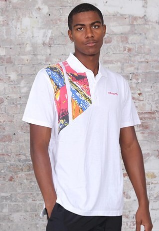 VINTAGE ADIDAS GRAPHIC POLO SHIRT WHITE