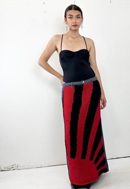 VIntage y2k wool and denim maxi skirt 