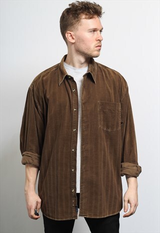 VINTAGE CORDUROY CORD SHIRT BROWN