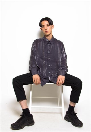 VINTAGE 80S SHINY SILVER SHIRT ID:4133