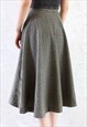 VINTAGE SKIRT HOUNDSTOOTH BLACK BEIGE T600 SIZE XS