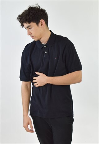 VINTAGE 90S BLACK TOMMY HILFIGER POLO SHIRT