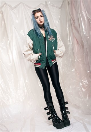 VINTAGE VARSITY JACKET 80S UNISEX BASEBALL BOMBER JACKET