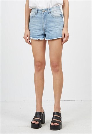 VINTAGE LIGHT BLUE NEVER DENIM DENIM MINI SHORTS
