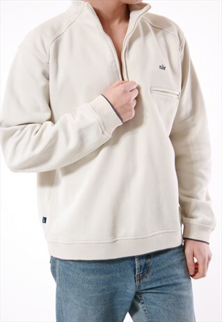 VINTAGE RARE VTG NIKE OLDSCHOOL COTTON JUMPER 1/4 ZIP 14043