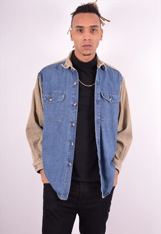MENS VINTAGE DENIM SHIRT MEDIUM BLUE 90'S