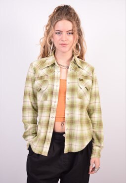 Vintage Wrangler Flannel Shirt Check Green
