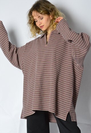 Y2K BLACK PURPLE PINK STRIPED GRUNGE ZIPPER SHIRT