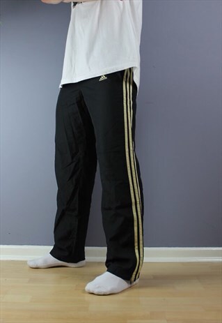 VINTAGE ADIDAS JOGGERS BLACK EMBROIDERED LOGO