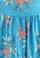 BRIGHT BLUE SHORT SLEEVE FLORAL VINTAGE DRESS