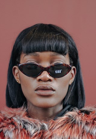 VINTAGE BROWN CAT-EYE SUNGLASSES 60S 80S FESTIVAL SUMME