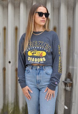 Vintage 00's reworked Champion Drexel Dragons crop tshirt