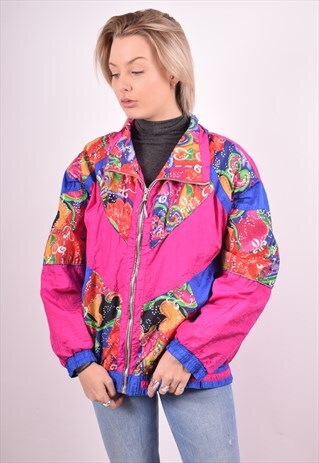 WOMENS VINTAGE TRACKSUIT TOP JACKET XL MULTI 90S