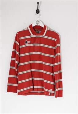 Vintage napajiri striped polo shirt medium BV6965