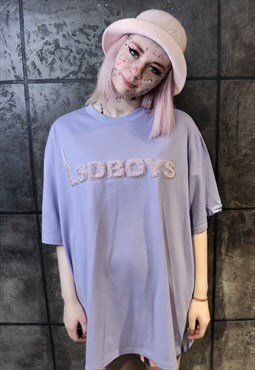 LSD boy slogan tee fleece graffiti skater t-shirt purple