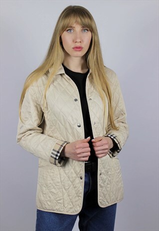 WOMENS VINTAGE BURBERRY LONDON QUILTED JACKET CHECK NOVA