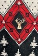 VINTAGE KNITTED JUMPER EMBROIDERED DEER PATTERNED SWEATER