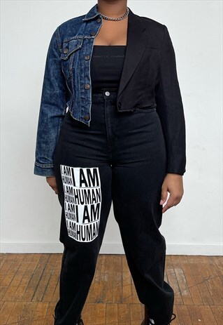 RE-WORKED VINTAGE SPLIT LEVI'S DENIM JACKET/BLAZER BLACK XS