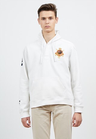 VINTAGE WHITE POLO RALPH LAUREN HOODIE SWEATSHIRT