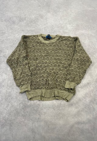 VINTAGE KNITTED JUMPER ABSTRACT PATTERNED KNIT SWEATER