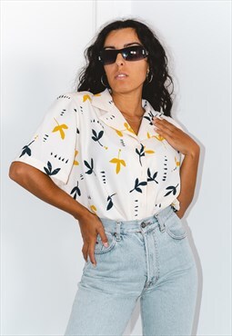 Vintage 90s Print Patterned Summer Floral Shirt
