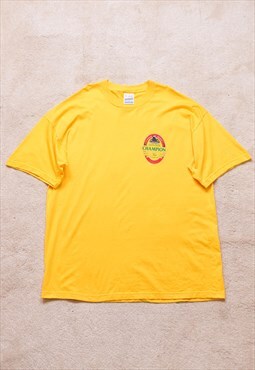 Vintage 90s Screen Stars Yellow Print T Shirt