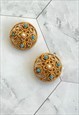 70S GOLD EARRINGS STATEMENT ROUND  VINTAGE JEWELLERY